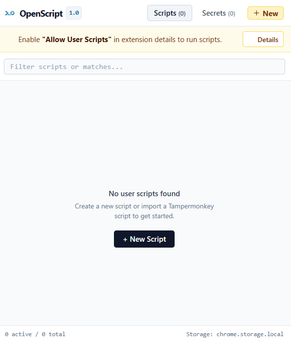 OpenScript empty state