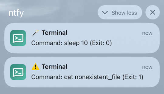 ntfy notifications on mobile device